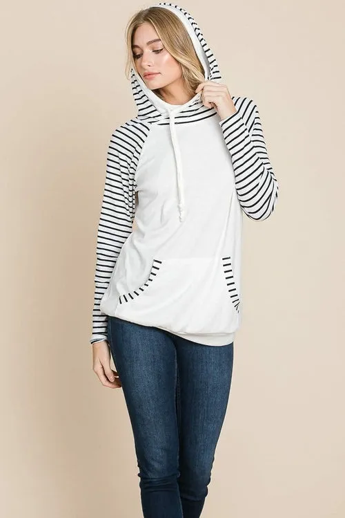 Color Block Striped Double Hoodie Sweatshirts