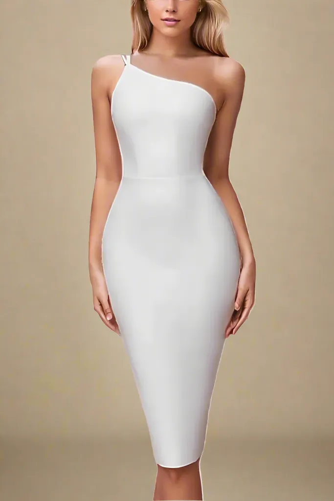 Connie Bandage Midi Dress - Pearl White