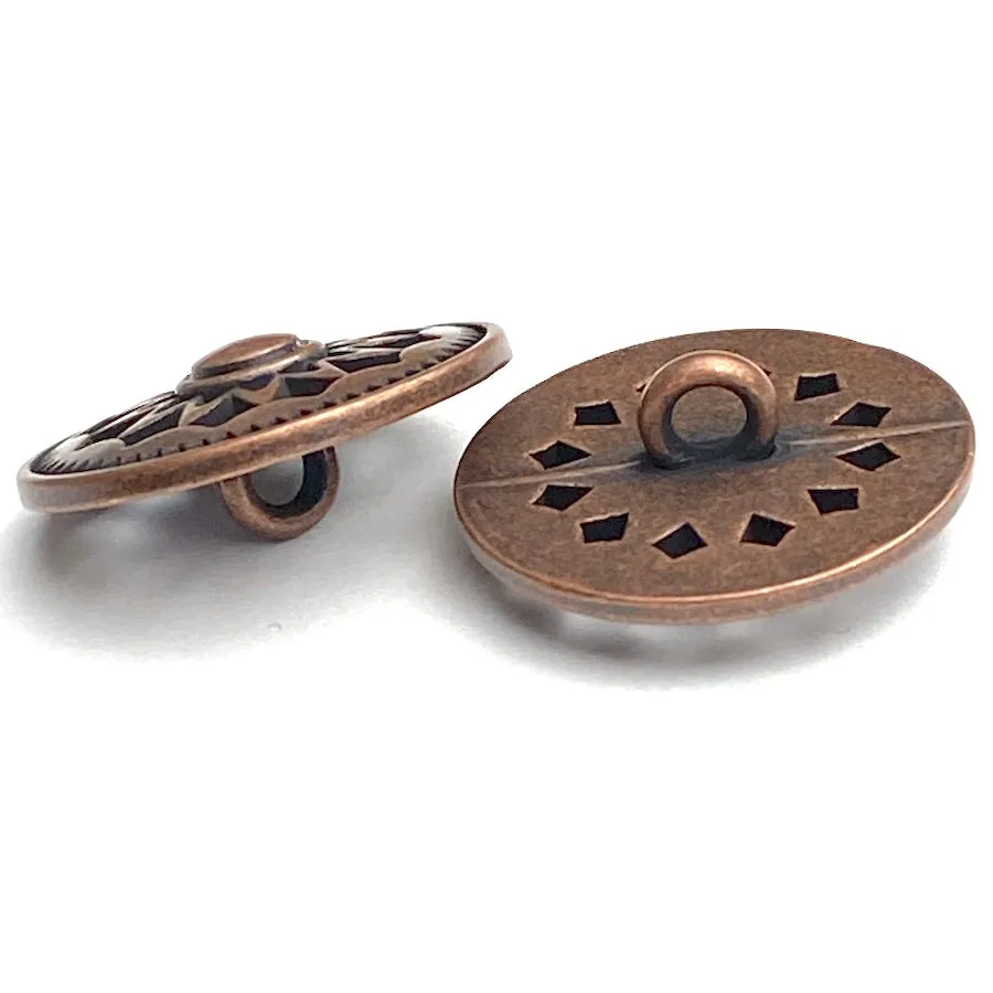 Copper Stars, Kites   Gears Cut-Out Button, 7/8" / 22mm  #SWC-130