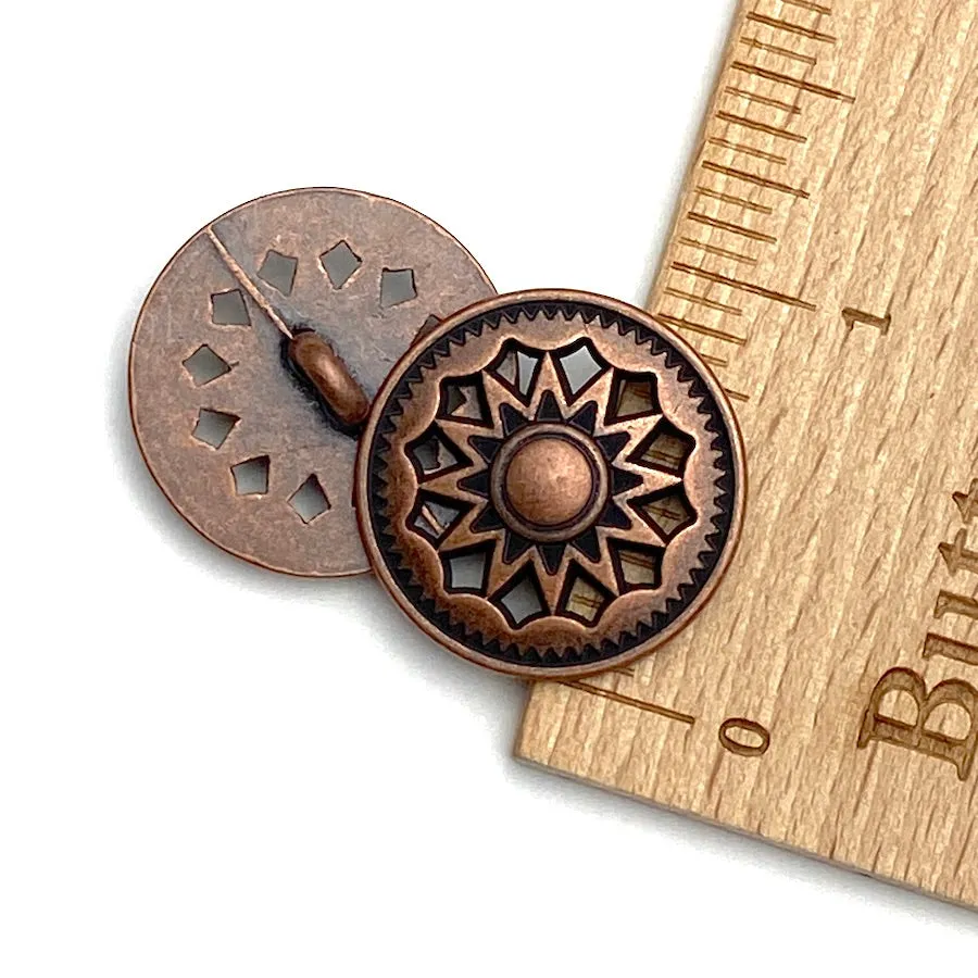 Copper Stars, Kites   Gears Cut-Out Button, 7/8" / 22mm  #SWC-130