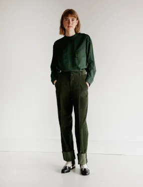 Corduroy Pleated Trousers Green