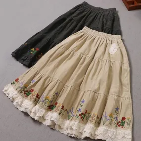 Cottagecore Embroidery Vintage Skirt