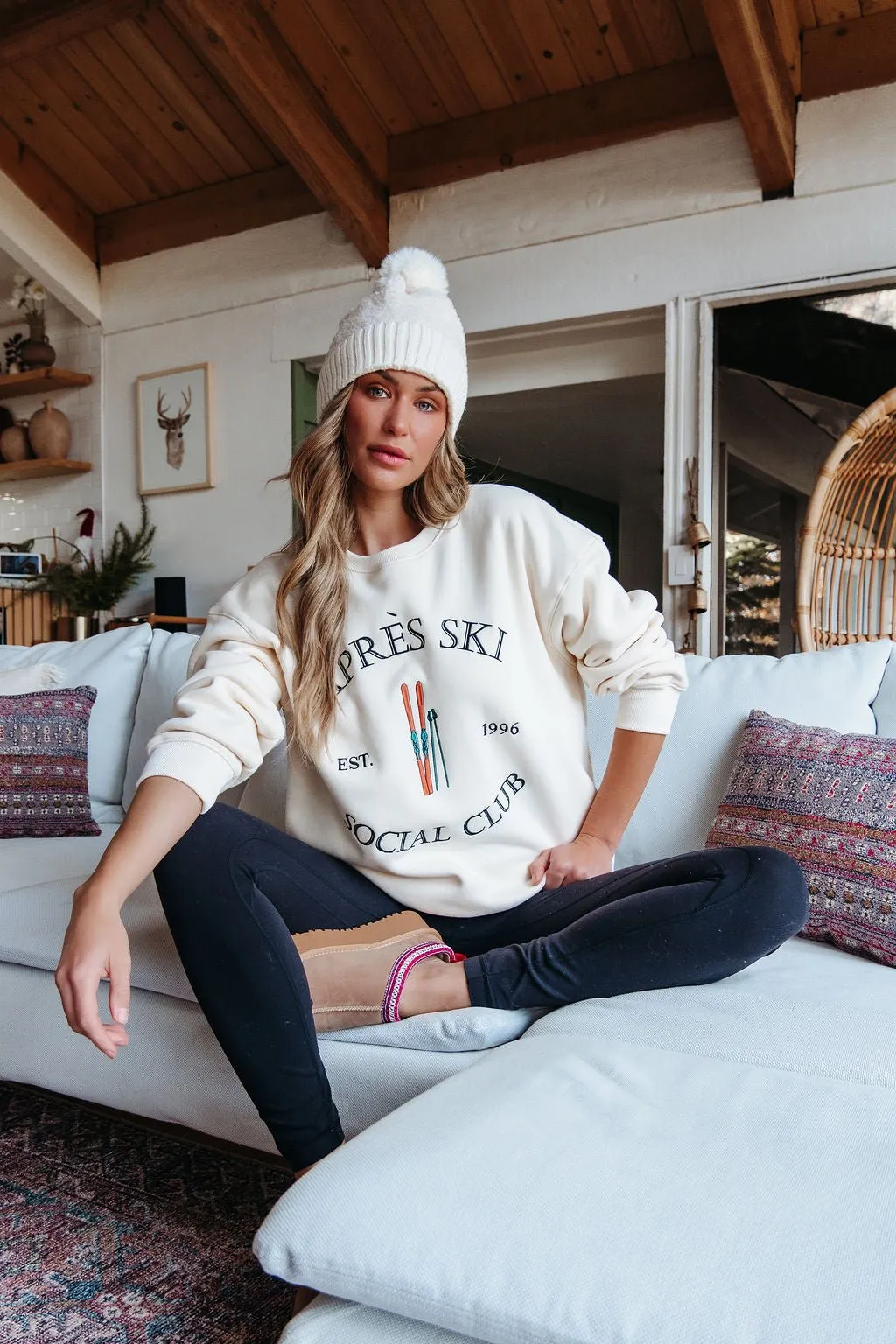 Cream Apres Ski Graphic Sweatshirt