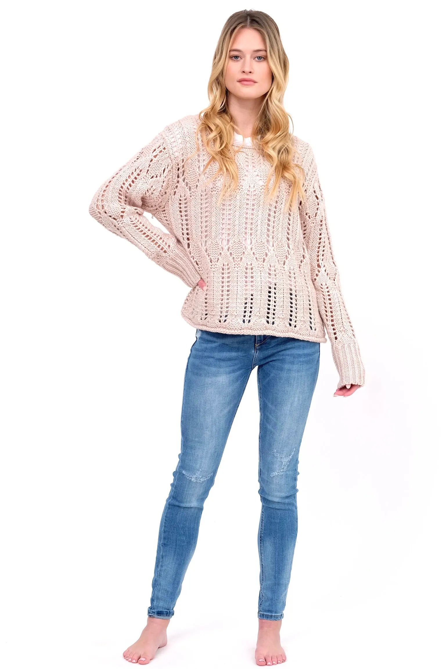 Cream Open Knit Sweater