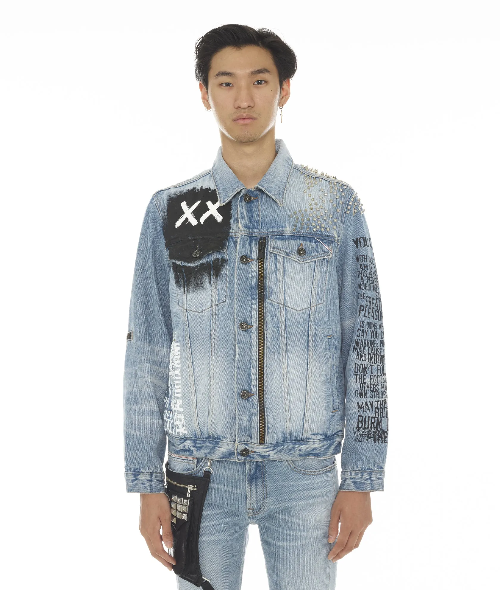 Cult of Individuality Men's Naughty Type 3 Denim Jacket Zipper Elbows