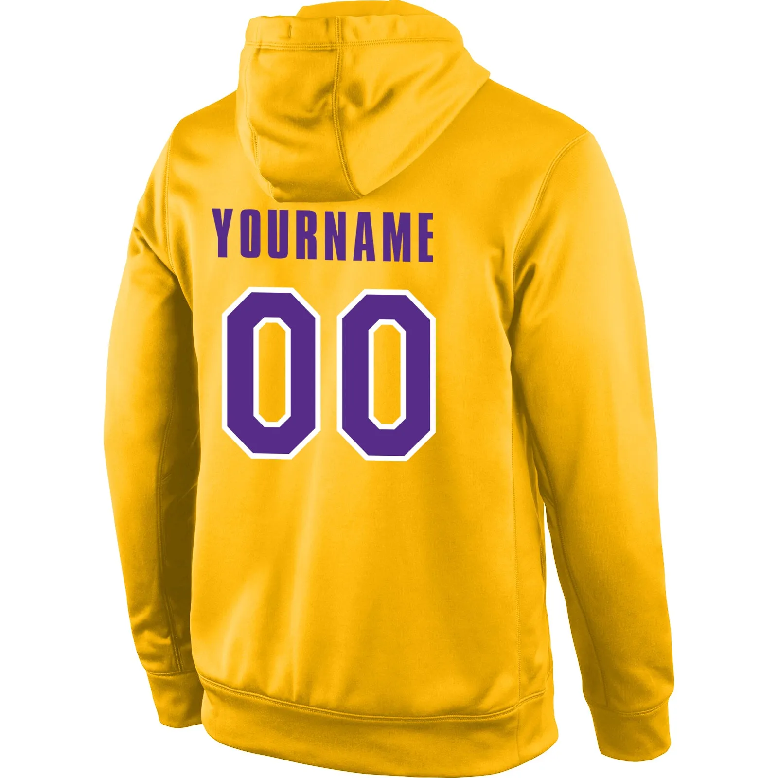 Custom Stitched Gold Purple-White Sports Pullover Sweatshirt Hoodie