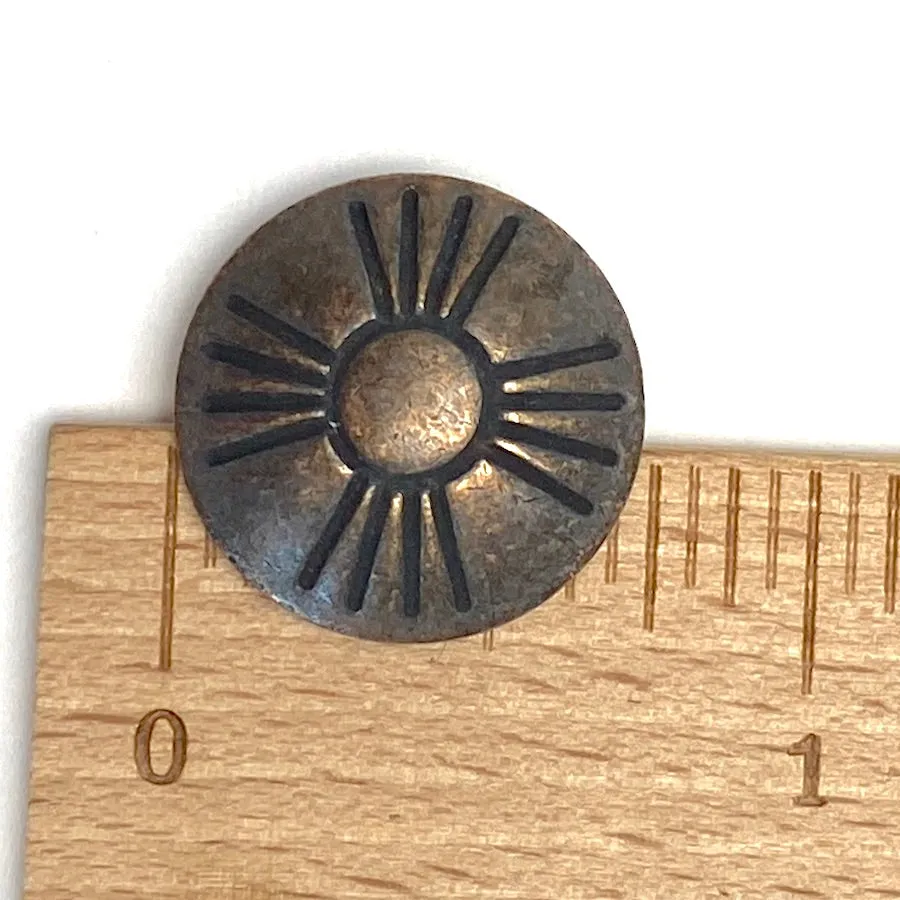 Dark Rustic Brass Zia Symbol Concho Southwest Shank Back Button, 3/4" #SW-76