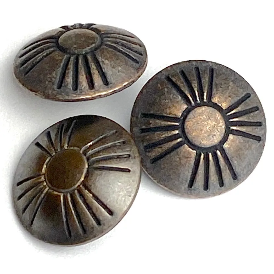 Dark Rustic Brass Zia Symbol Concho Southwest Shank Back Button, 3/4" #SW-76