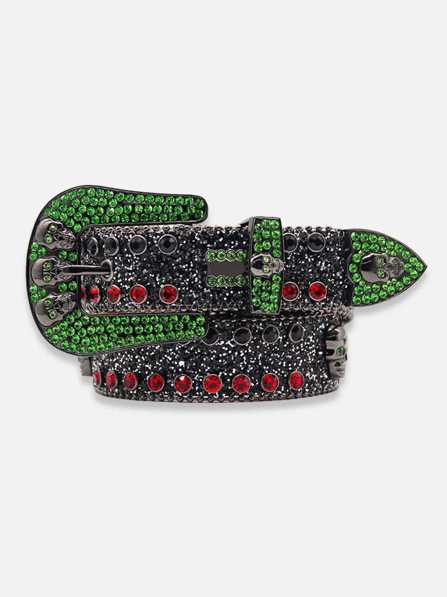 Death Skulls Rhinestone Belt