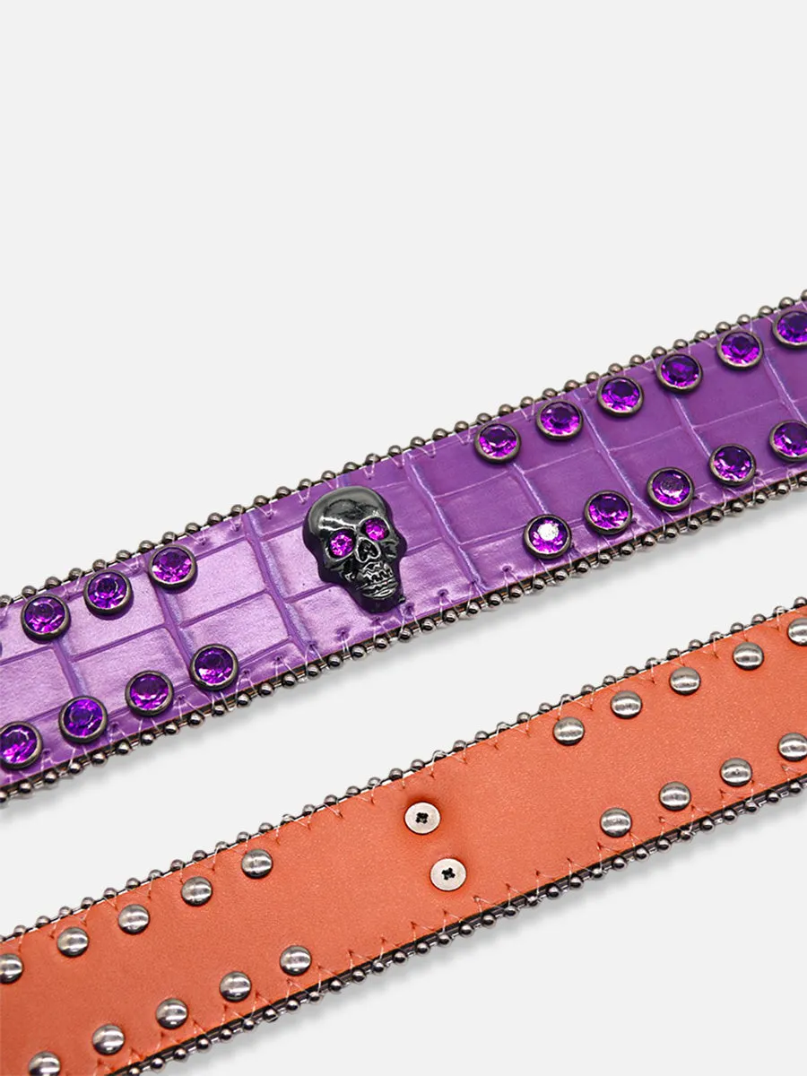 Death Skulls Rhinestone Belt