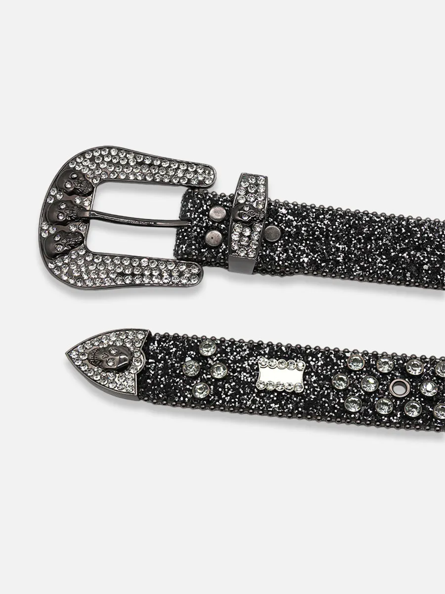 Death Skulls Rhinestone Belt