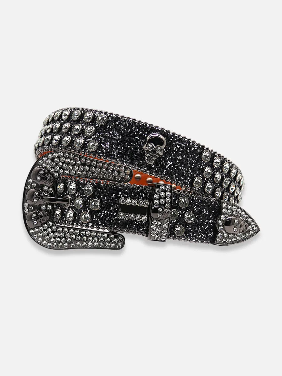 Death Skulls Rhinestone Belt