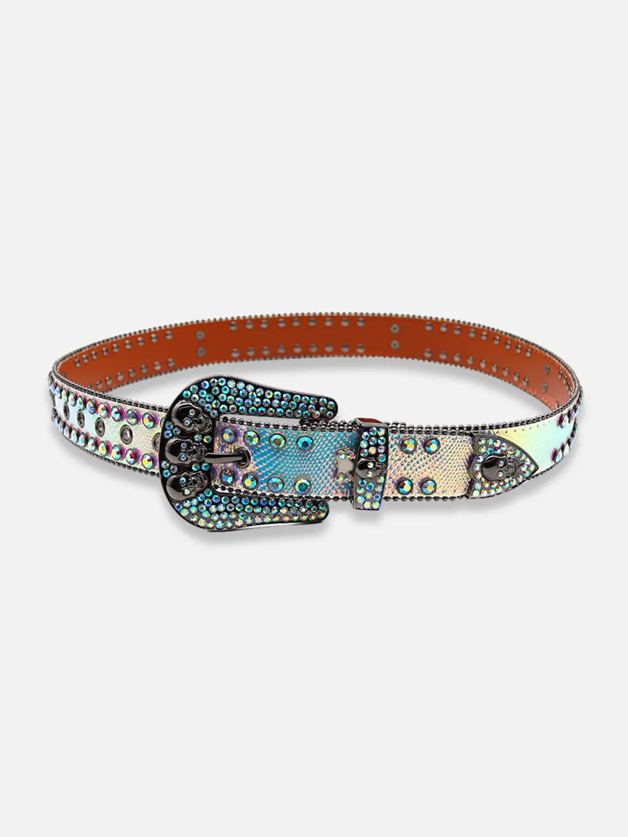 Death Skulls Rhinestone Belt