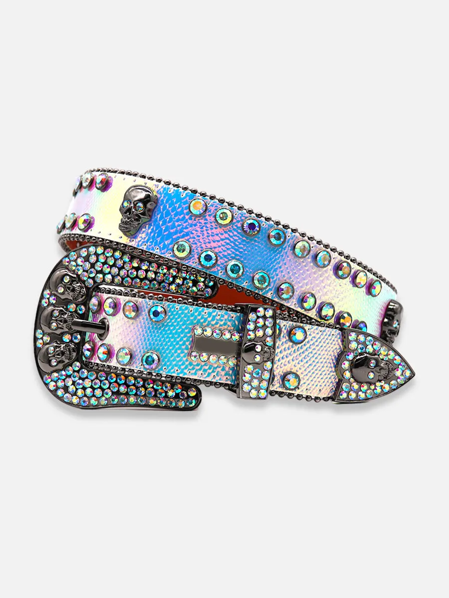 Death Skulls Rhinestone Belt