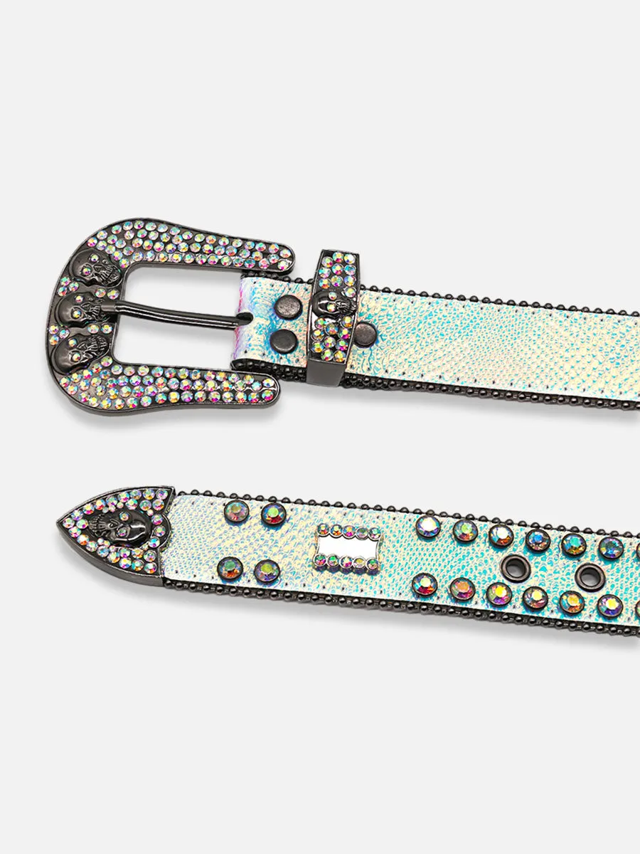 Death Skulls Rhinestone Belt