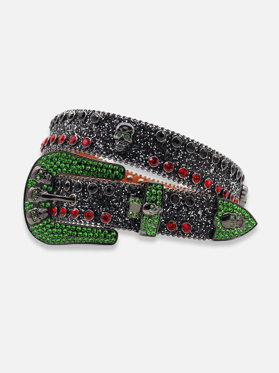 Death Skulls Rhinestone Belt