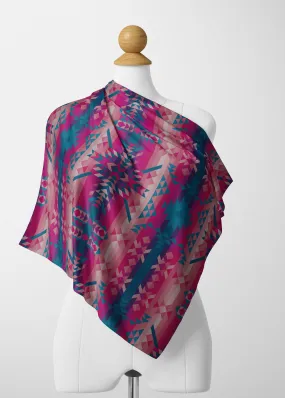 Desert Geo Blue Satin Shawl