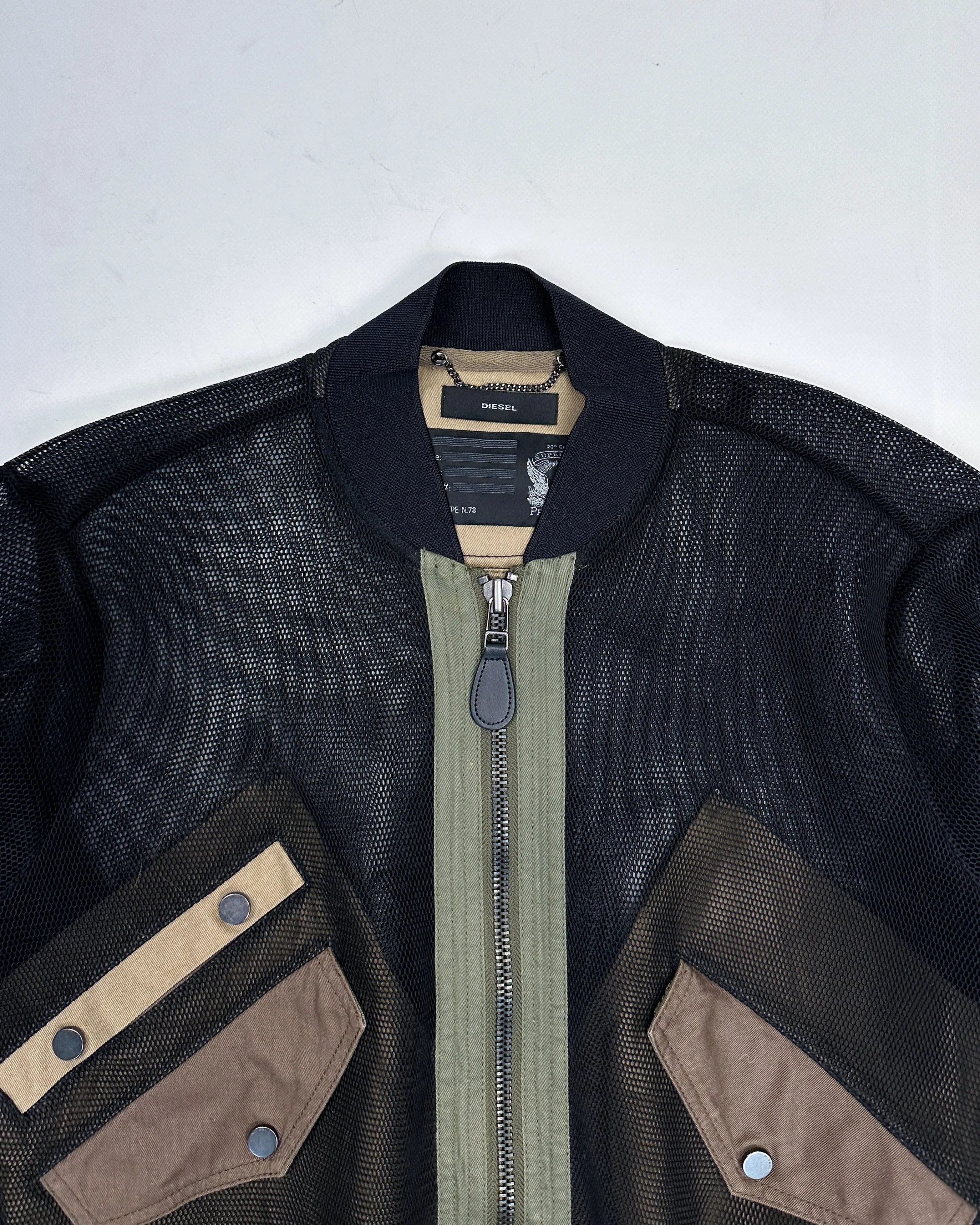 Diesel Black Mesh Bomber Jacket 2000's