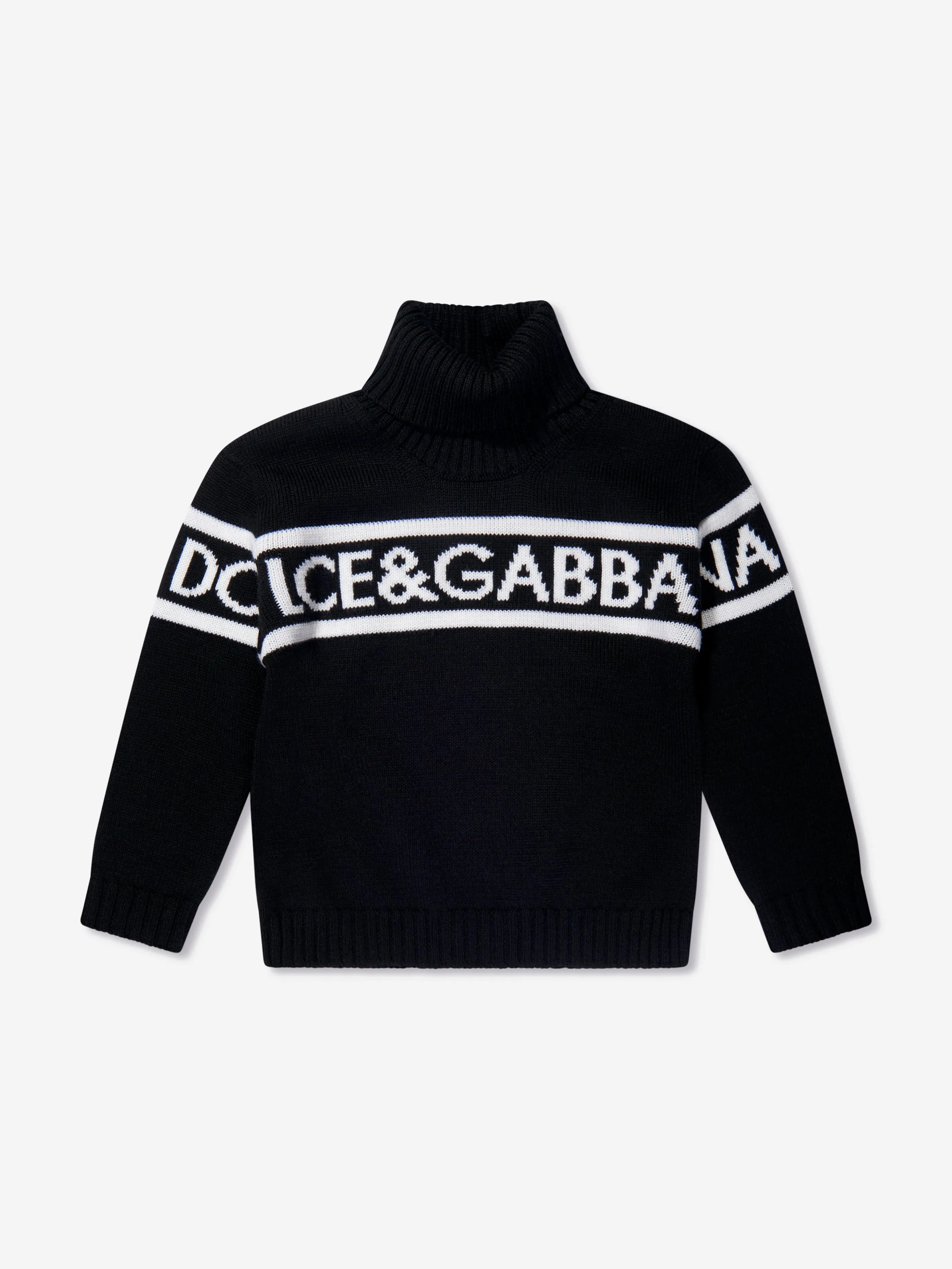 Dolce & Gabbana Boys Wool Turtleneck Jumper in Black