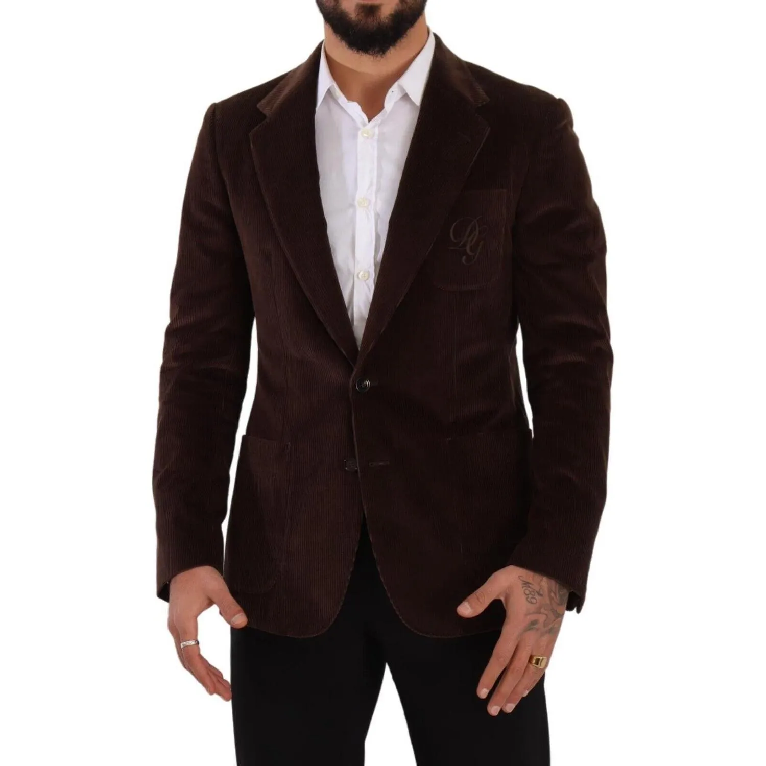 Dolce & Gabbana Elegant Brown Corduroy Slim Fit Blazer