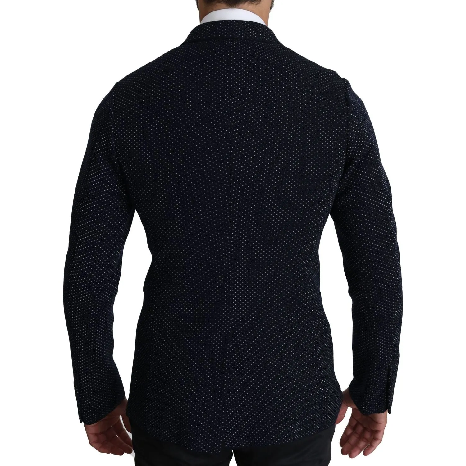 Dolce & Gabbana Elegant Dark Blue Dotted Slim-Fit Blazer