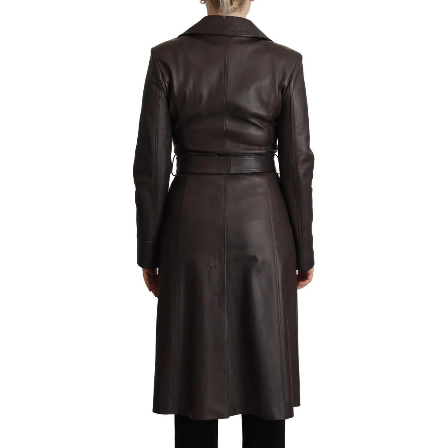 Dolce & Gabbana Elegant Double-Breasted Lambskin Leather Coat