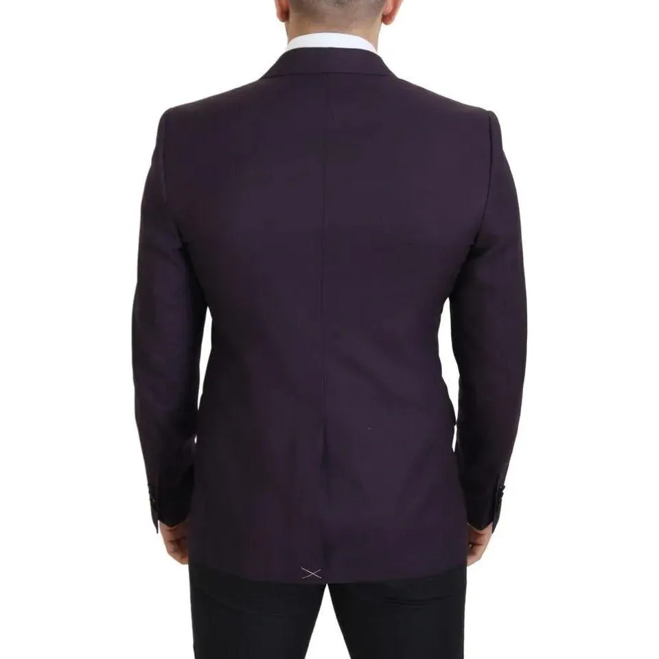 Dolce & Gabbana Purple Logo Single Breasted Wool Blazer