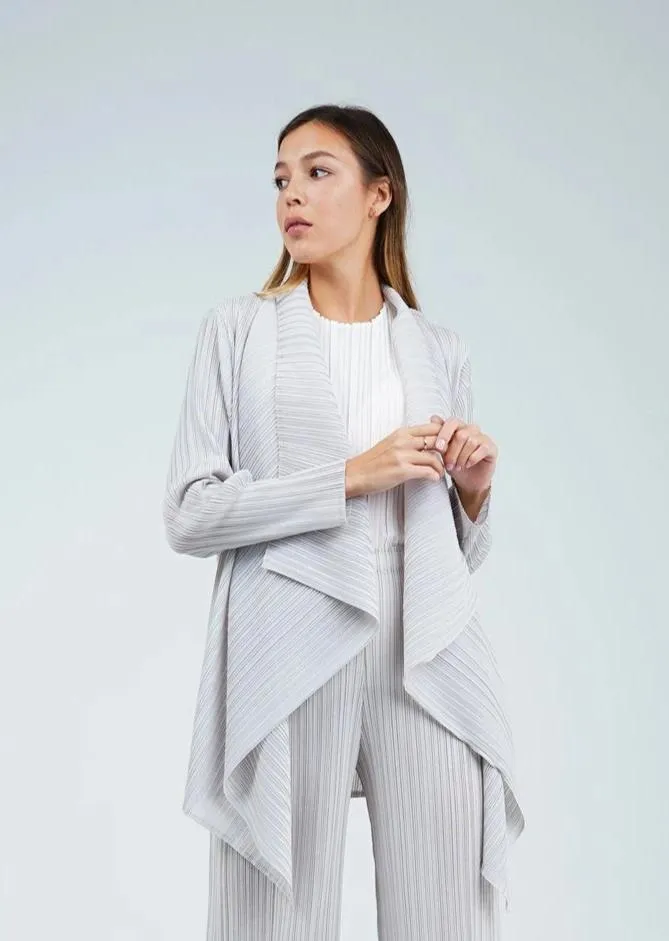 Elle Large Lapel Pleated Cardigan