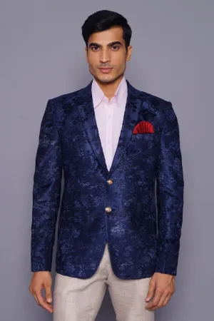 Emroidered Velvet Blue Blazer