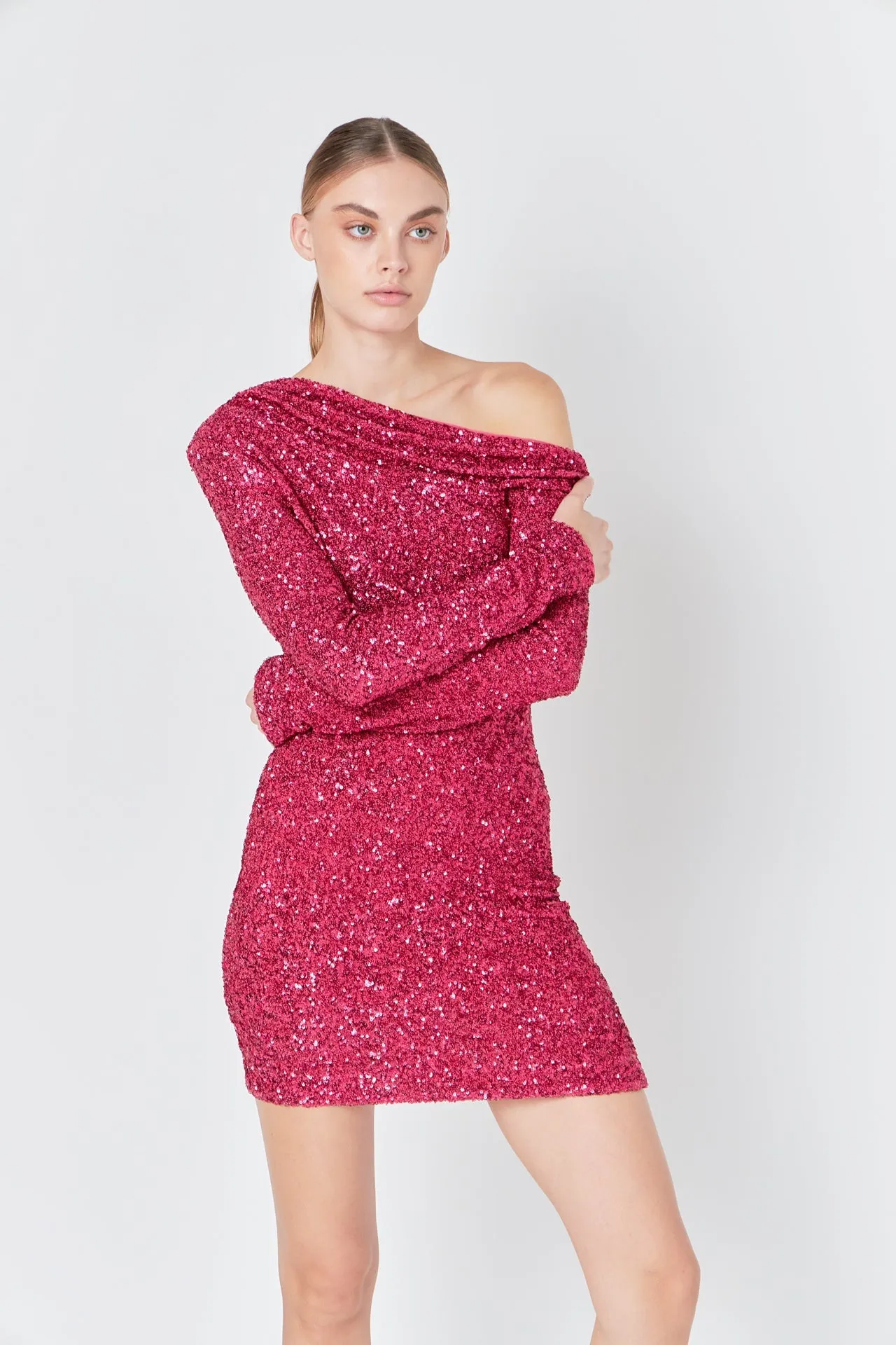 Endless Rose - One Shoulder Sequins Dress