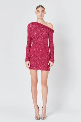 Endless Rose - One Shoulder Sequins Dress