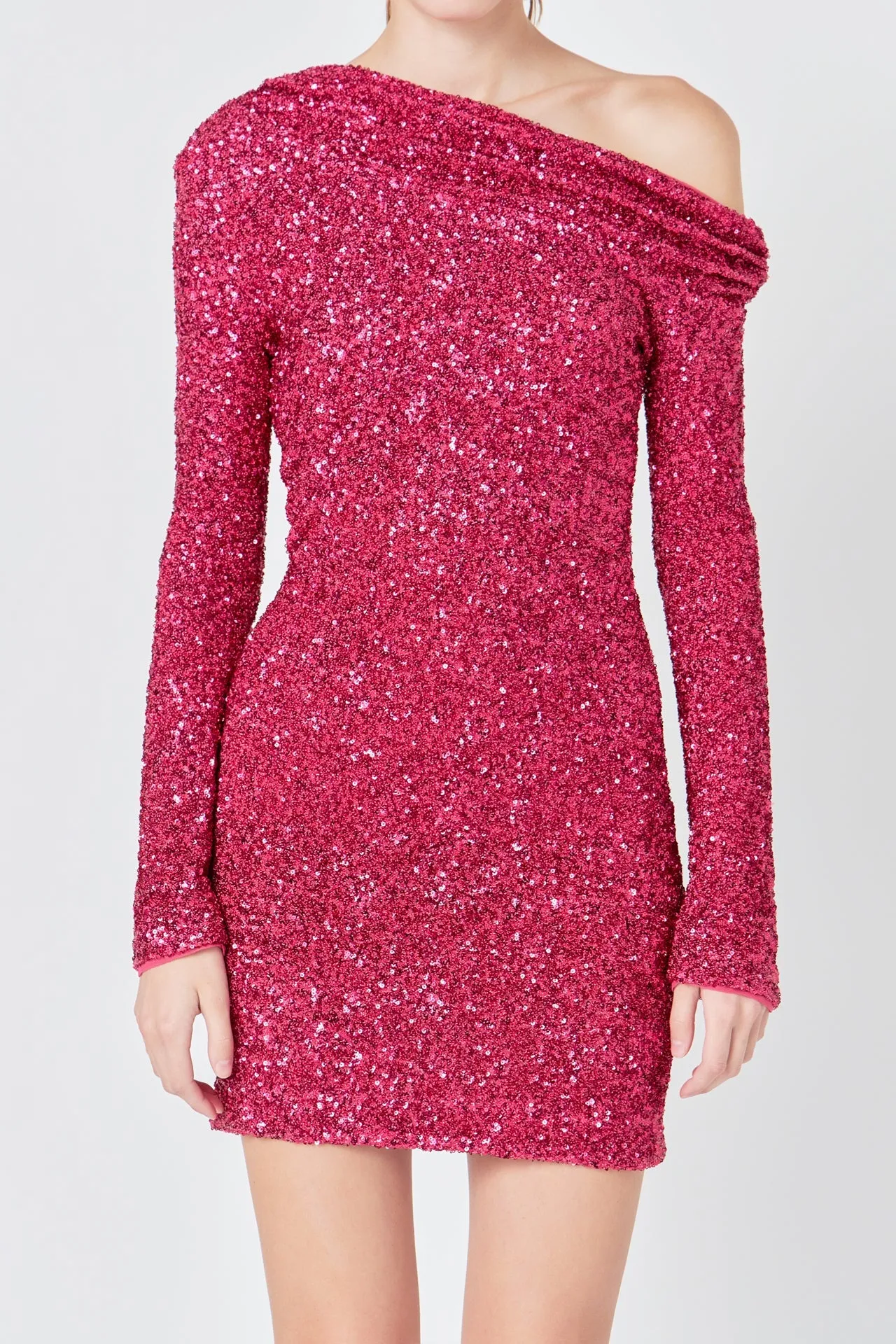 Endless Rose - One Shoulder Sequins Dress