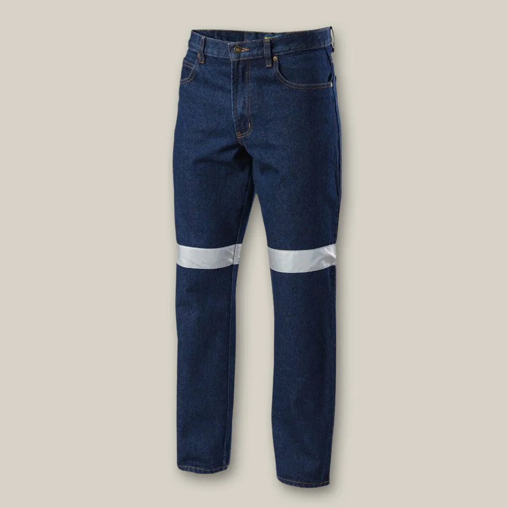 Enzyme Washed Straight Leg Taped Denim Jeans - Y03513