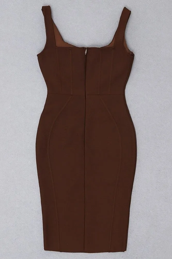 Esta Bandage Dress - Tan Brown