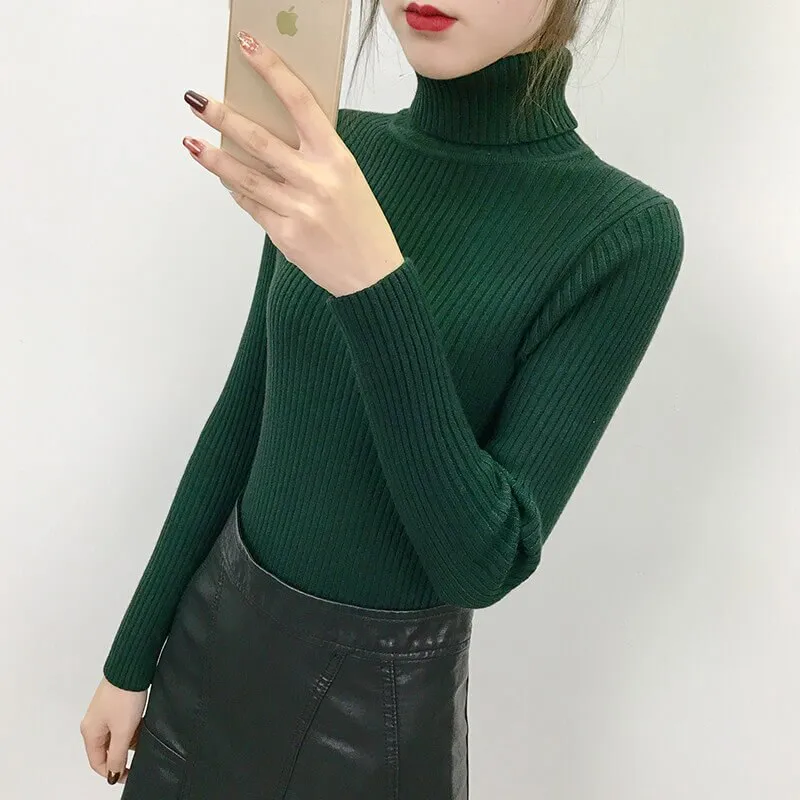 Fashion Autumn Winter Turtleneck Women Sweater 2019 Female Turndown Collar Christmas Sweaters Women High Elastic Pullover