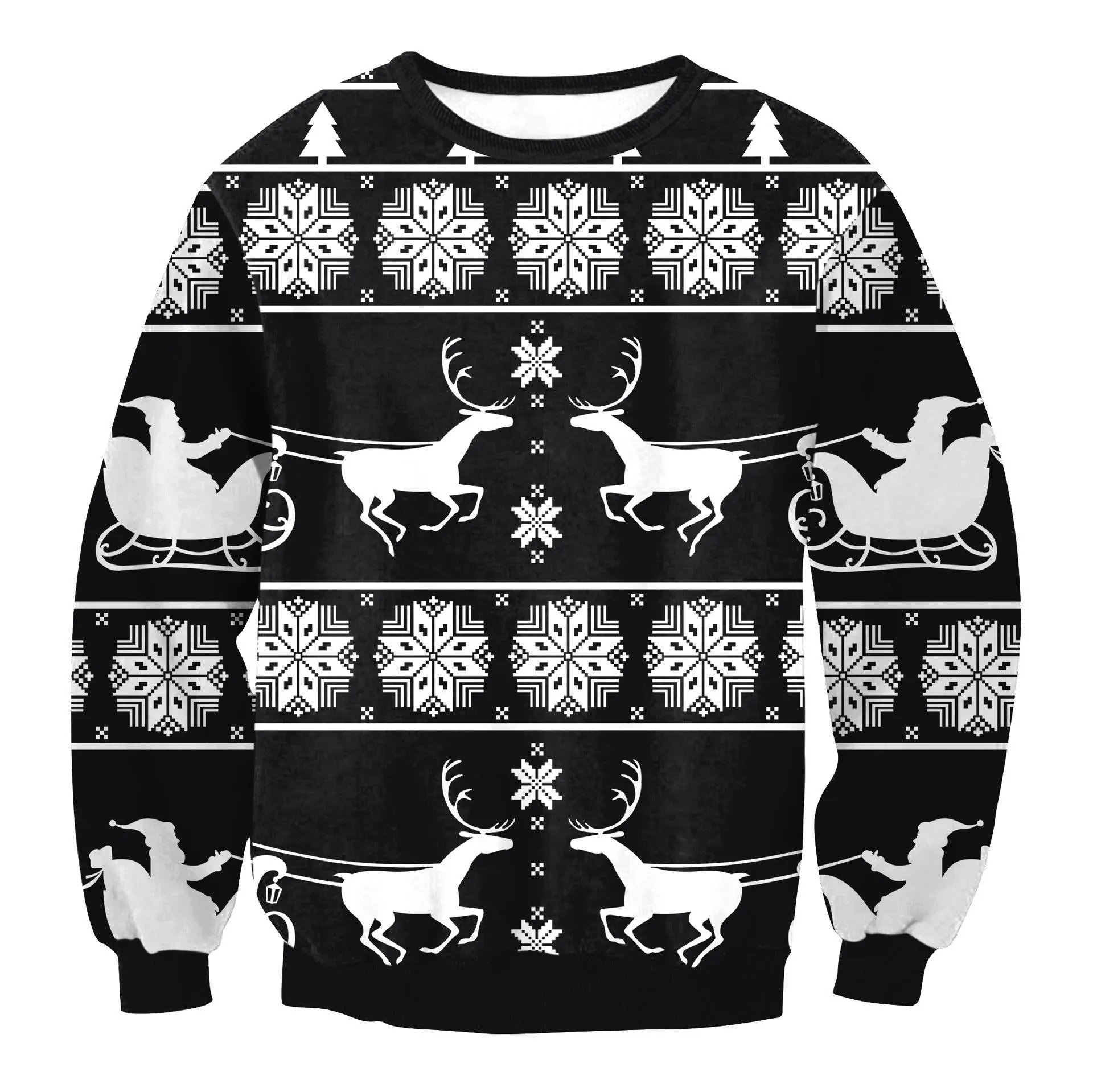 FFOrder Men And Women'S Christmas Tree Snowflake Santa Print Sweater, Christmas Sweater, Unisex Holiday Party Sweater, 3D Top, Gift