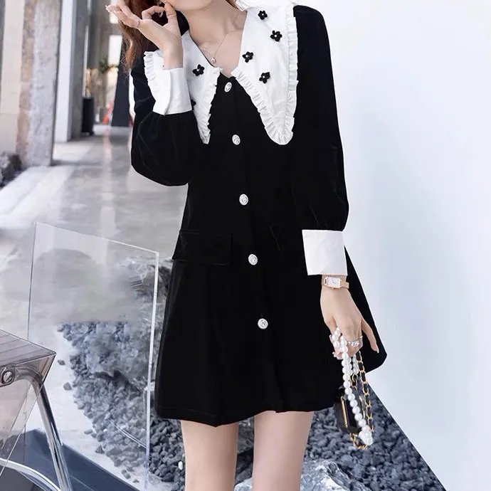 Floral Doll Collar Long Sleeves Temperament Dress