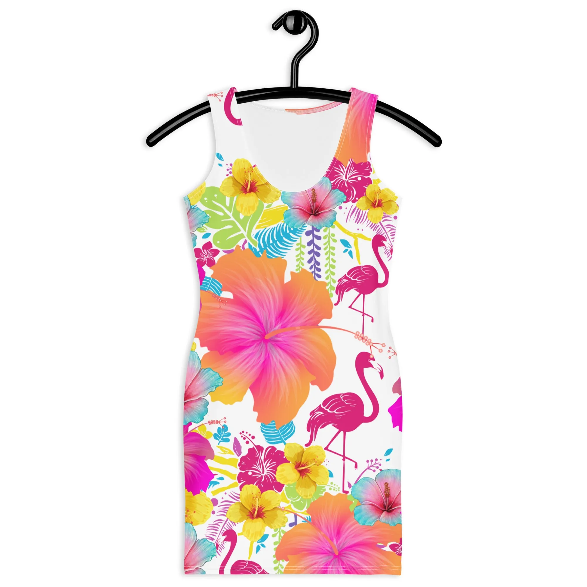 Floral Flamingos Bodycon Dress