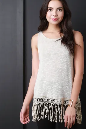 Fringe Hem Knit Tank Top