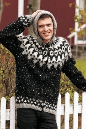 Frost Wool Cardigan - Black (zipper or buttons) Knitting Kit