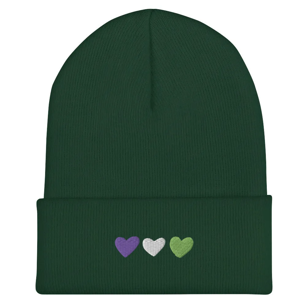 Genderqueer Pride Hearts Beanie