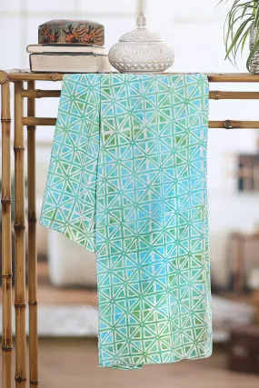 Geometric Hand-Stamped Batik Rayon Shawl from Bali - Elegant Pave | NOVICA