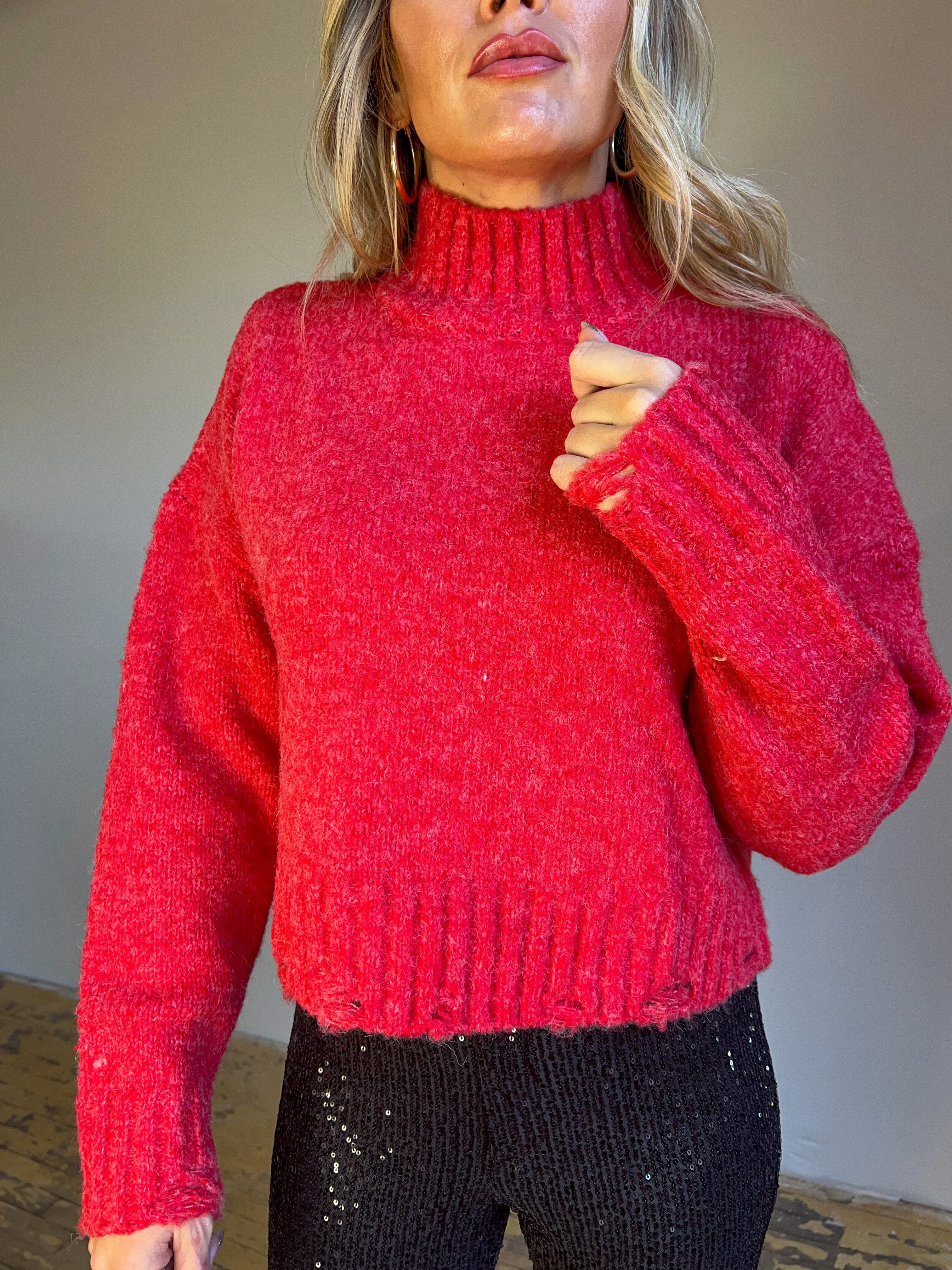 Getting Cozy Distressed Sweater