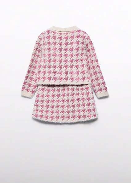 Girls Houndstooth Knit Skirt Set