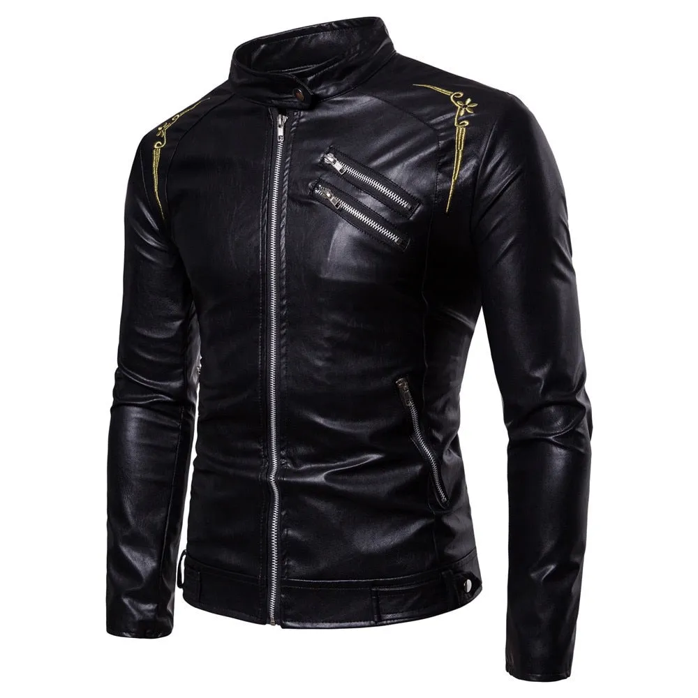 Gothic Faux Leather Slim Fit Jacket