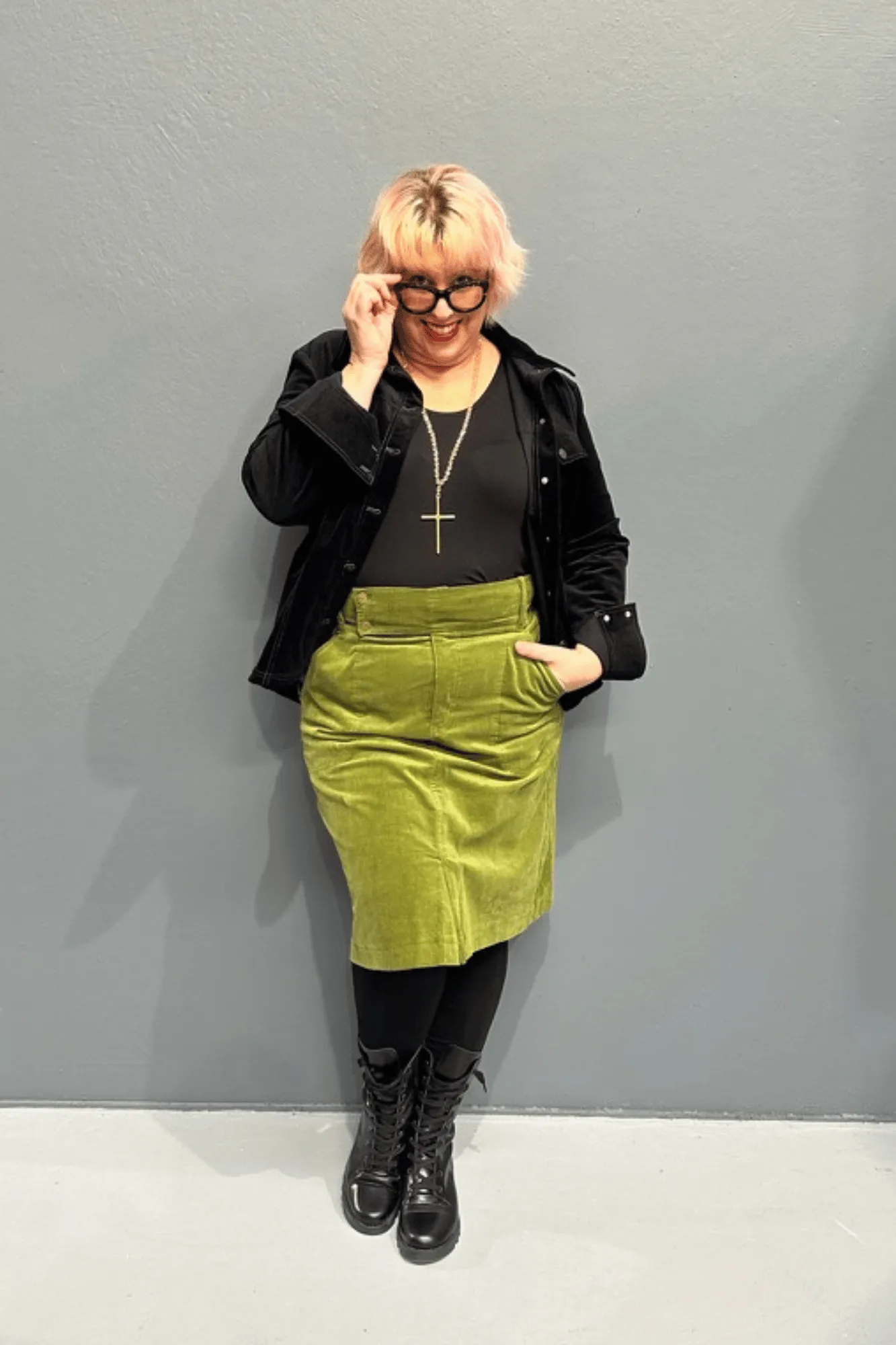 'GRACE' Cord Skirt - Green