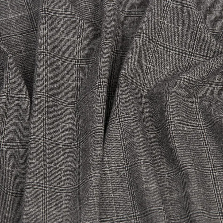 Grey Stretch Wool Check 992