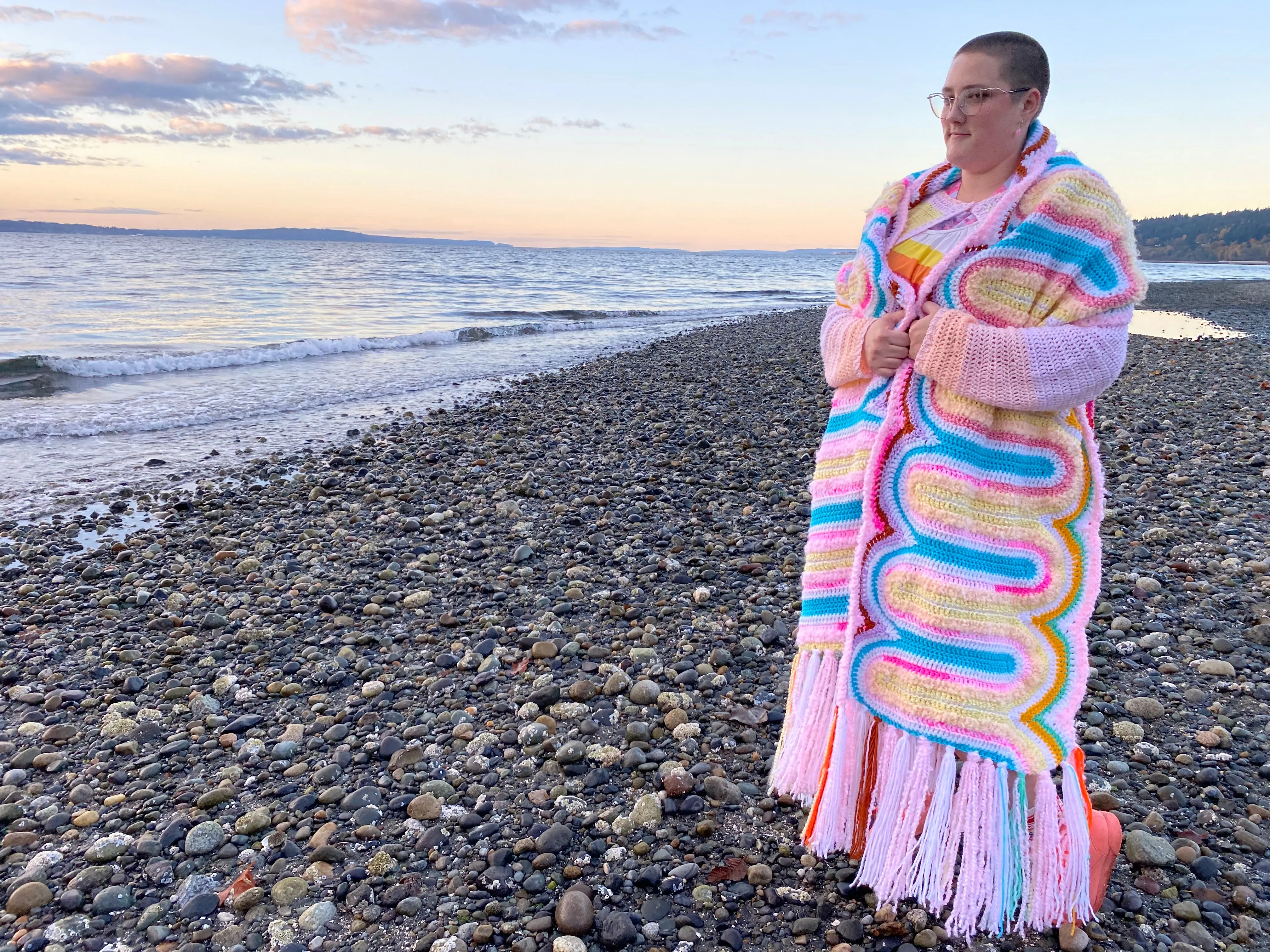 Handmade Chubby Candy Scarf: Dreamy Pastels, Aqua and pops of Neon