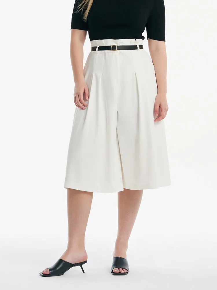 High-Waisted Mid-Calf Women Wide Leg Pants