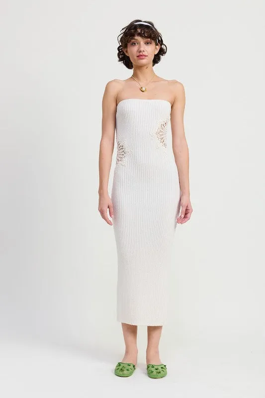 Hot Girl Breezee Bodycon Tube Midi Dress In White